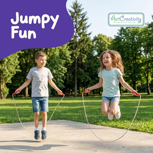 ArtCreativity 84 Inch Nylon Ropes for Kids - Pack of 12 - Durable Jump Ropes with Plastic Handles - Healthy Indoor and Out...