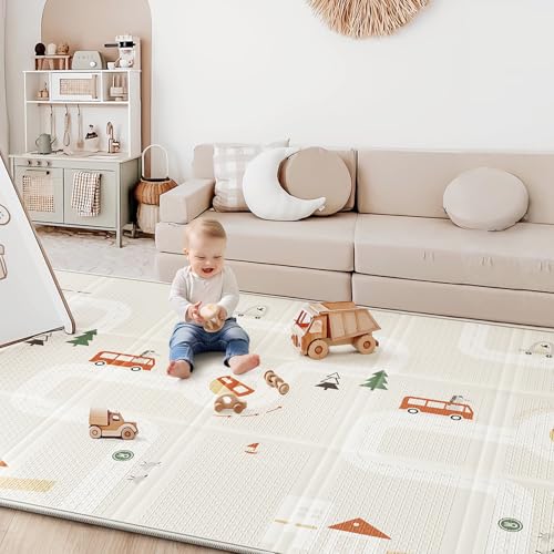 BG-BABYGO Baby Play Mat 50"*78" Foldable Foam Baby Play Mat for Floor Reversible Waterproof Playmats for Babies Boy and To...