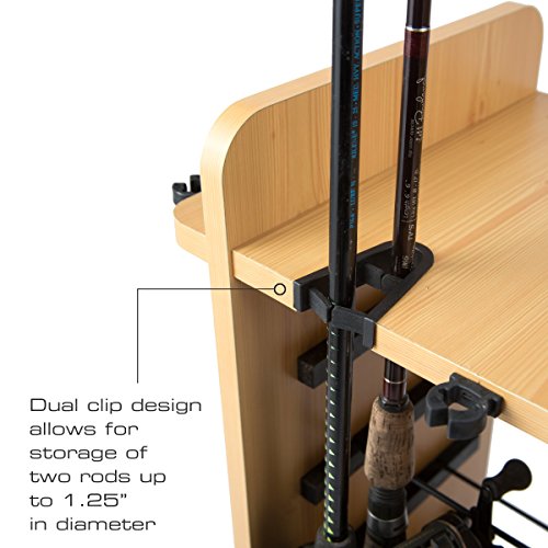 Rush Creek Creations Fishing Rod Holder for 14 Saltwater/Freshwater Rods, Fishing Pole Holder w/ up to 4 Fishing Gear Tack...