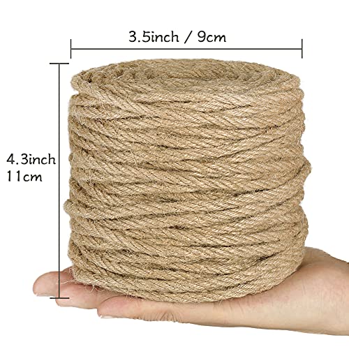 Tenn Well 5mm Jute Rope, 164 Feet 4Ply Twisted Thick Twine Rope for Gardening, Crafting, Recycling, Cat Scratching Post, F...
