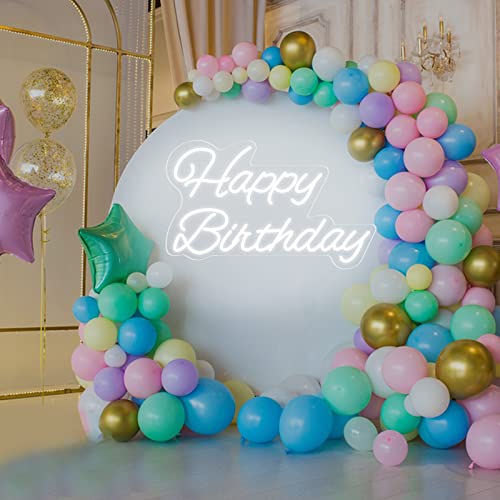 Happy Birthday Neon Sign 16 Inch Reusable Happy Birthday LED Light Up Sign with Dimmable ON/OFF Switch for Birthday Party ...