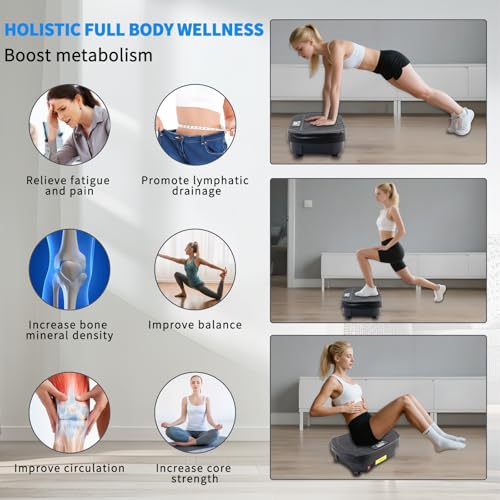 Homesy Vibration Plate Exercise Machine, Vibrating Plate for Lymphatic Drainage, Full Body Shake Platform Board for Home F...