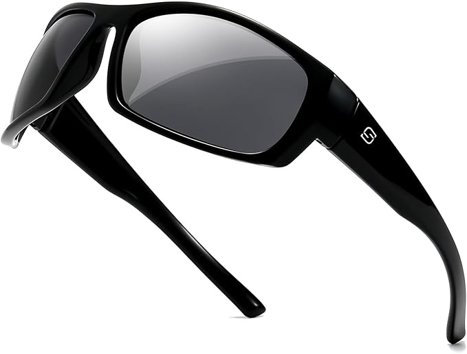 SUNGAIT Wrap Around Polarized Sport Sunglasses for Men Womens Lightweight Rectangle Cycling Running