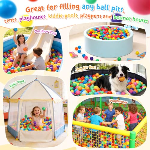 Hovenlay Ball Pit Balls Phthalate Free BPA Free Crush Proof Plastic - 7 Bright Colors in Reusable Play Toys for Kids with ...