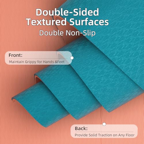 Yoga Mat Non Slip, Anti-Tear 1/4 Thick TPE Yoga Mats for Women and Men, 72"x24" Exercise & Fitness Mat with Carrying Stra...