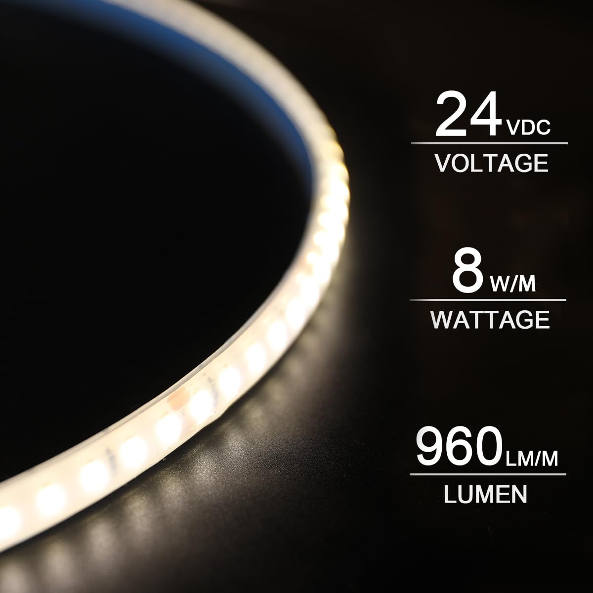 Superlightingled Dc24V 4000K White Sauna Led Strip Lights High Temp  Flexible Long 5M 16.4Ft 120 Leds/M Heat Resistant Waterproof Led Strip Light Ip68 For Steam Room Lighting (4000K Natural White)