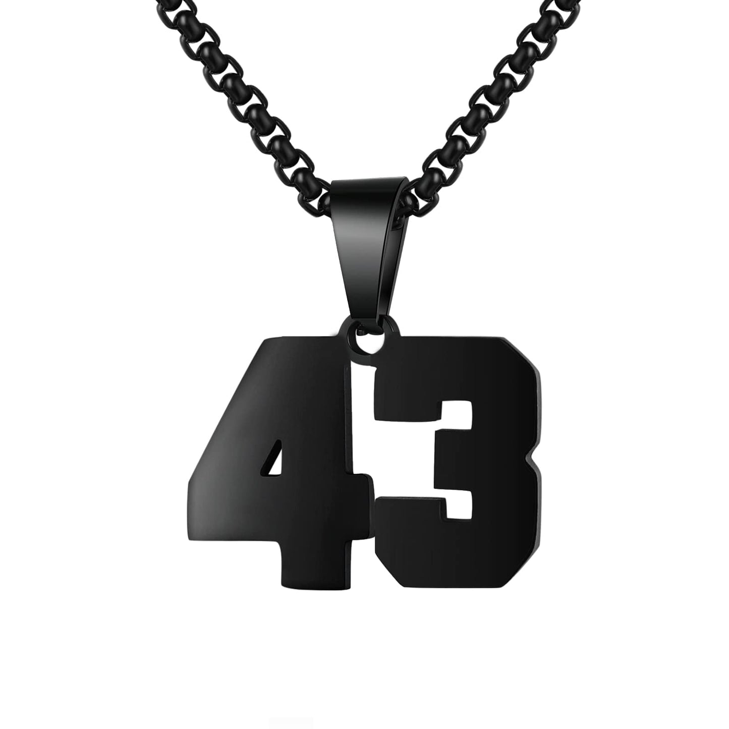 Number Necklaces Personalized Necklaces Black Initial Number Pendant Stainless Steel Chain Movement Necklaces for Men Women (43)