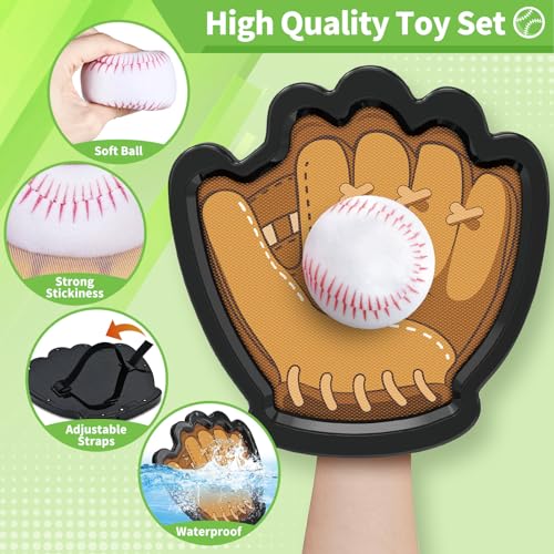 SpringFlower 4 Pack Catch and Toss Ball Game,Toddler Baseball Catch and Toss Ball Set,Outdoor Sport Yard Beach Pool Game T...