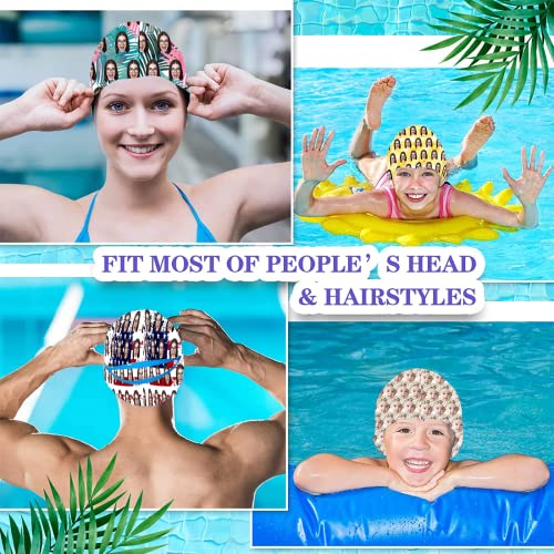 Custom Swim Cap with Your Photo Personalized Silicone Swim Cap for Men and Women Swimming, Flexible Adult Swimmers Cap for...