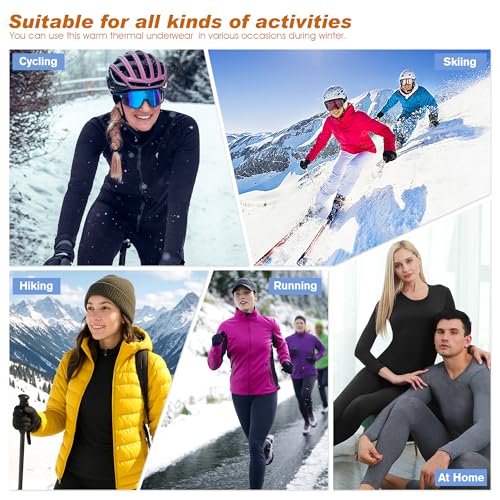 HiZiTi Thermal Underwear Women Long Johns Set Fleece Lined Warm Base Layer Long Sleeve for Weather Top Bottom Pajama