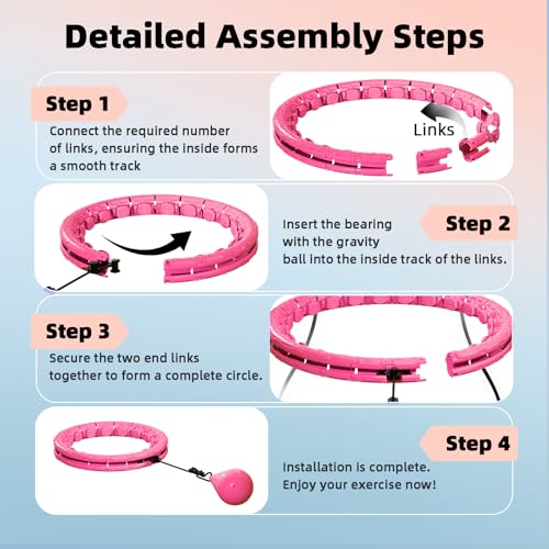 Argvsde Weighted Hula Infinity Fitness Hoop for Adult Weight Loss, 2 in 1 Smart Fitness Workout Hula Circle Hoops with 28 ...