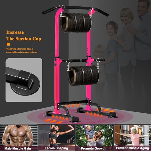 DlandHome Power Tower Pull Up Dip Station Multi-Function Fitness Equipment for Strength Training Adjustable Height Dip Sta...