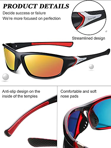 Frienda 6 Pack Polarized Sport Sunglasses for Men Multipack Fit over Glasses Pack Lot Set Men's Sport Fishing Eyeglasses