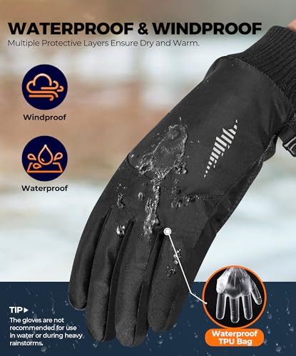 rivmount Snow Winter Gloves made with Waterproof/Touchscreen/Thermal Warm for Cold Weather Running, Cycling, Ski, Women Men
