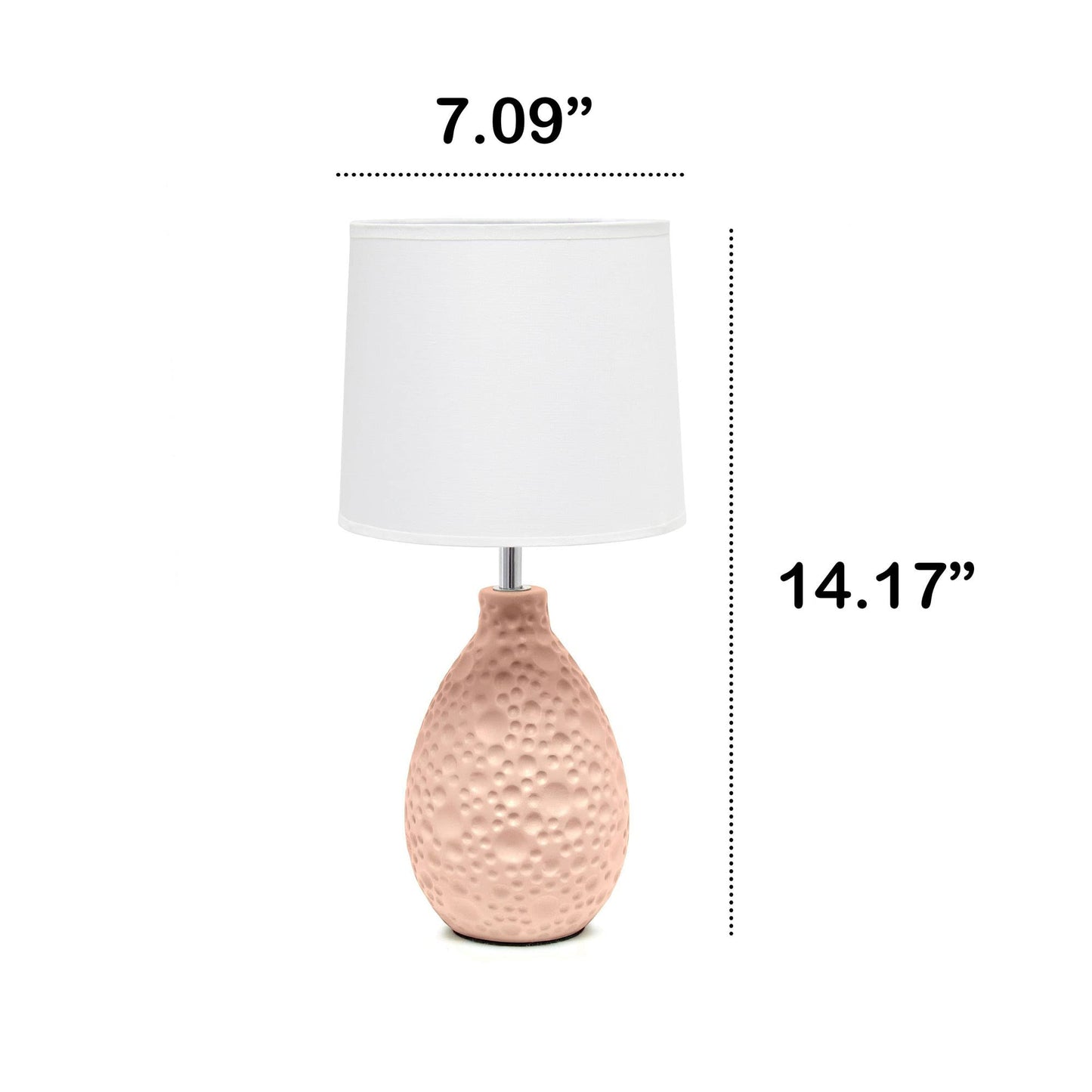 Creekwood Home Table Lamp - Ceramic, Pink, 14.17inH with Tapered White Shade, Model 1270-CWT-2001-PN
