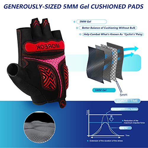 BIKINGMOREOK Mountain Bike Cycling Gloves for Men Women,Half Finger Workout Sports Road Biking Bicycle Gloves with 5MM Ant...