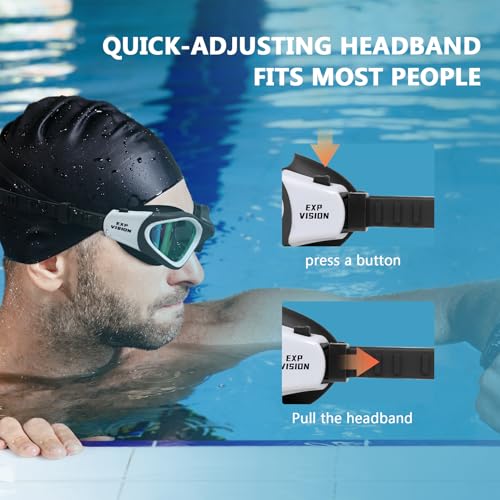 EXP VISION Adult Swim Goggles, Anti Fog Swimming Goggles Women Men No Leaking Triathlon Water Goggles