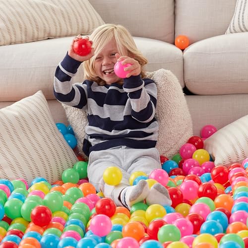 Amazon Basics BPA Free Crush-Proof Plastic Ball, Pit Balls with Storage Bag, Toddlers Kids 12+ Months, Pack of 400 Balls, ...