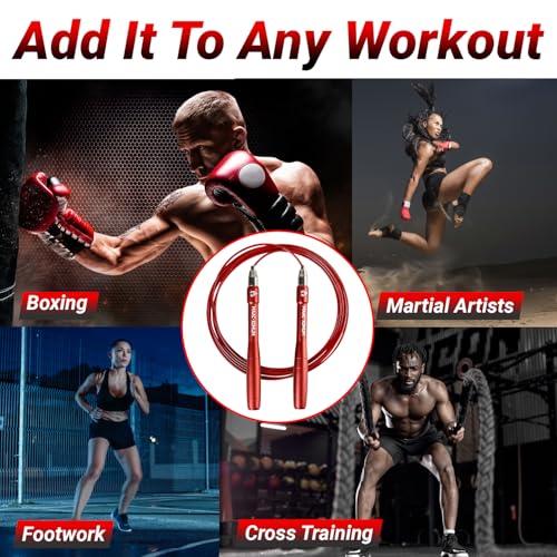 MAAC-XIMUM High Speed Rope - Professional Self-Locking & Adjustable, Adult Speed Jump Rope, 2 x PU coated Steel Ropes & Tr...