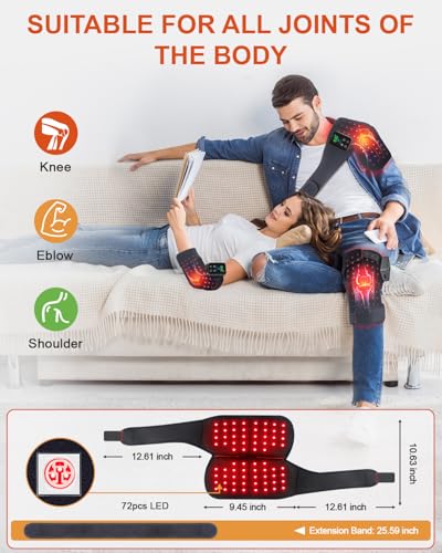 Astarexin Red Light Therapy Knee Brace Wireless Rechargeable with Pulse & Heating Modes, 660nm & 850nm Near-Infrared Light...