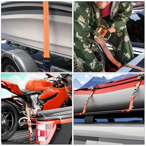 Ratchet Straps, 6Pack 20Ft Ratchet Tie Down Straps, 1700 LB Break Strength Ratchet Tie Down Straps with Safety Lock S Hook...