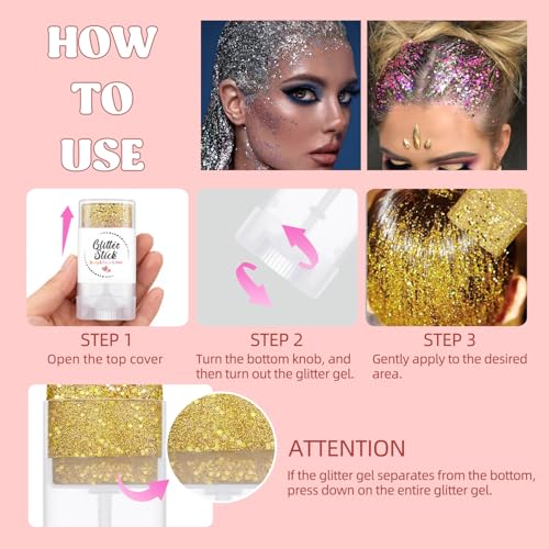 Body Glitter Stick, Perfect Holographic Sequins Christmas Face and Hair Glitter Makeup Neon Outfit Rave Festival Party Acc...