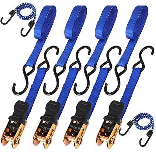 HORUSDY Ratchet Straps, 2,200 LB Break Strength, 4-Pack 15FT Ratchet Tie Down Straps Set for Motorcycle Straps Tie Downs, ...