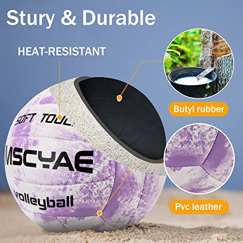MSCYAE Volleyball Official Size 5,Soft Touch Volleyballs for Kids Youth Adults, Indoor Outdoor Volleyball for Beginners Ba...