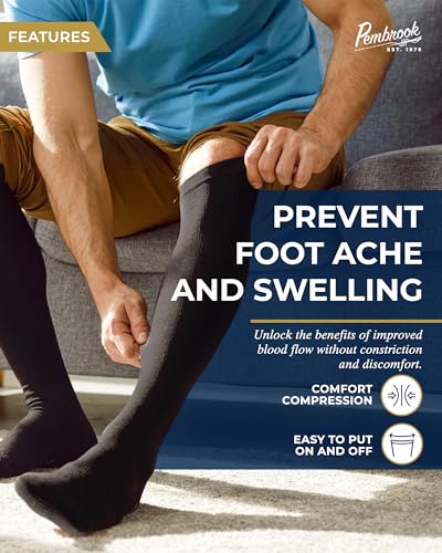 Pembrook Light Compression Socks for Men - 3 Pairs | 8-15 mmhg Compression Dress Socks for Men | Support Socks for Men