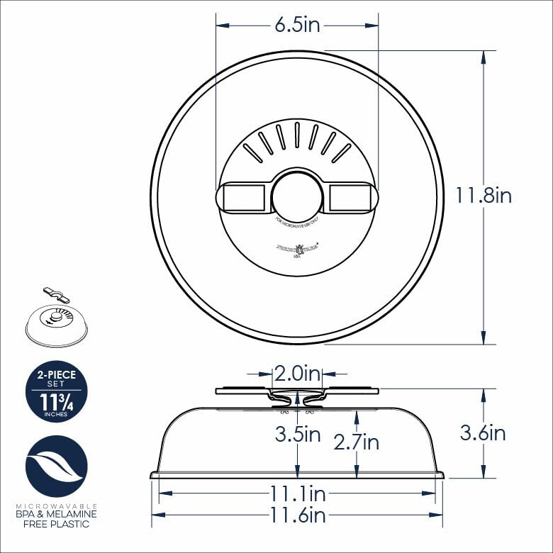 Nordic Ware Microwave Up & Away-Easy Stow - 11-inch Food Safe Lid, Plate Cover with Steam Vents, Anti-Splash Microwave Lid, Contains Moisture, Space-Saving Storage Bracket included
