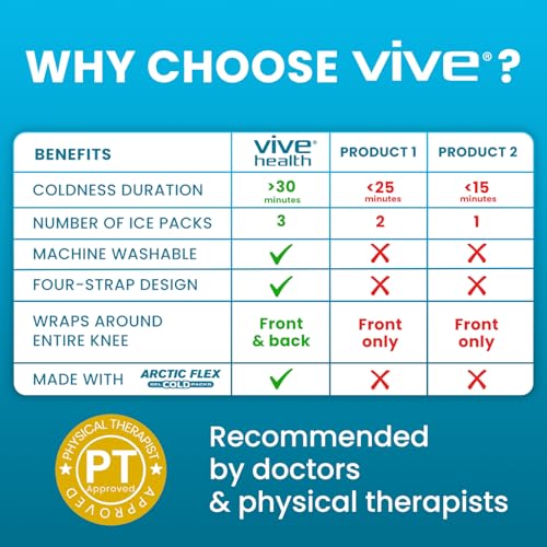 Vive Knee Ice Pack Wrap - Cold/Hot Gel Compression Brace - Heat Support Strap for Arthritis Pain, Tendonitis, ACL, Athleti...