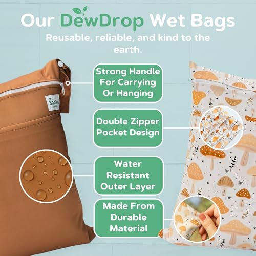 Babies Beginning 2-Pack Wet Bags – Waterproof Travel Bags for Cloth Diapers, Baby Essentials & Swimwear – Reusable Wet Dry...