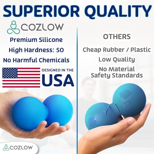 COZLOW Double Lacrosse Massage Ball - Cobalt Blue - Peanut Trigger Point Roller for Mobility, Deep Tissue Therapy, Myofasc...