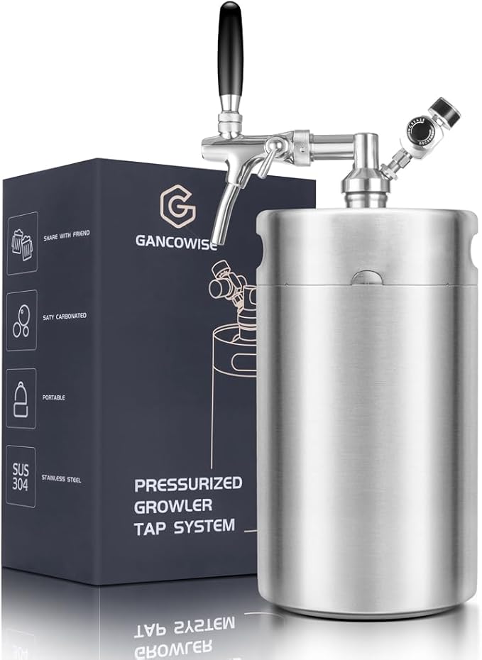 270OZ Mini Keg Growler, Pressurized Home Dispenser System with Adjustable Faucet Keeps Carbonation and Fresh for Homebrew, Craft and Draft Beer