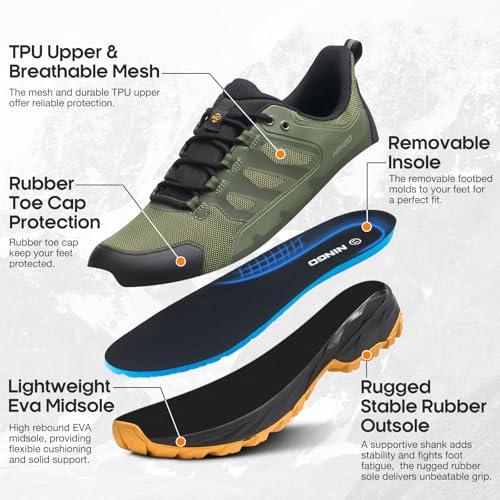 NINGO Mens Waterproof Hiking Shoes, Low Top Non Slip Trekking Hiking Sneakers, Lightweight Breathable Outdoor Trails Shoes...