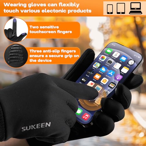 Sukeen Winter Gloves Men Women Touchscreen Anti-Slip Sports Gloves Lightweight Cold Weather Warm Gloves for Running, Cycling