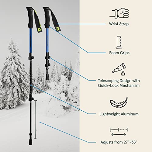 Retrospec Drifter Kids Snowshoes Bundle with Adjustable Trekking Poles - Lightweight Aluminum Hiking Sticks Collapsible fo...