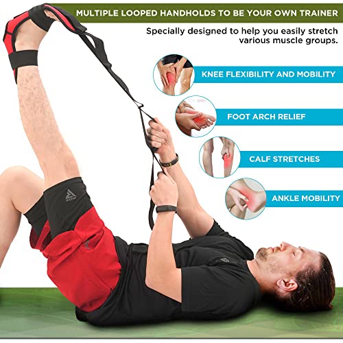 RDX Yoga Stretching Strap, Ankle Ligament Stretcher Belt with Loops Ligament Stretch Band, Fitness Leg Stretcher for Plant...