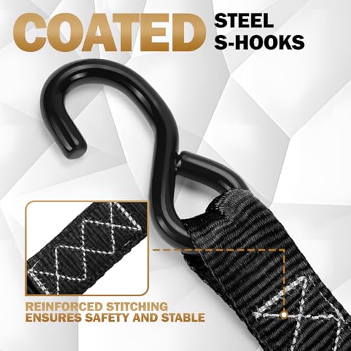IAZZCO Heavy Duty Ratchet Straps with Hook - 1.6 Inch x 16 FT (5208 LB Break Strength) Tie Down Straps with S Hooks & Soft...