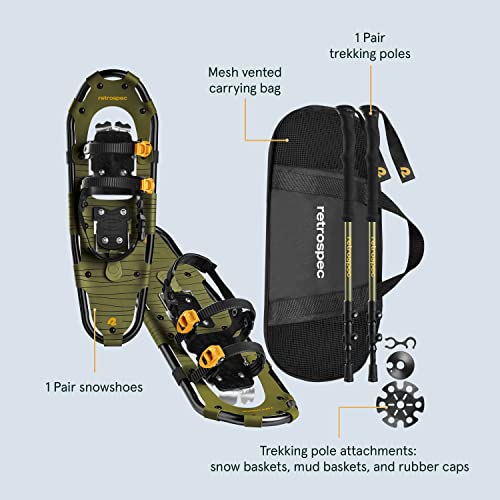 Retrospec Drifter Snowshoes & Trekking Poles Bundle with Adjustable Bindings - Lightweight Aluminum Snow Shoes for Women &...