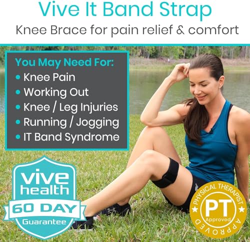 Vive IT Band Strap - Iliotibial Band Compression Wrap - Outside of Knee Pain, Hip, Thigh & ITB Syndrome Support - Neoprene...