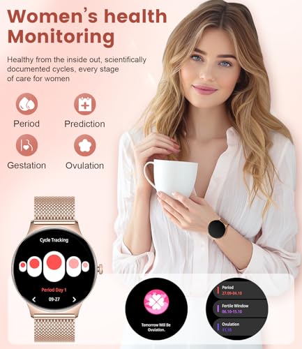 LIGE Fitness Smart Watches for Women(Answer/Make Call), 1.43" AMOLED Android Smart Watch with Heart Rate Monitor/Sleep Tra...