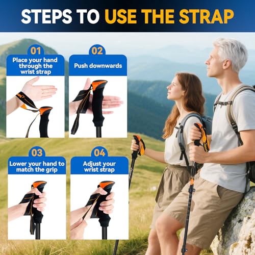 Clostnature Trekking Poles for Hiking – Collapsible Lightweight Hiking Poles, 2 Pack Aluminum Walking Sticks for Women, Me...