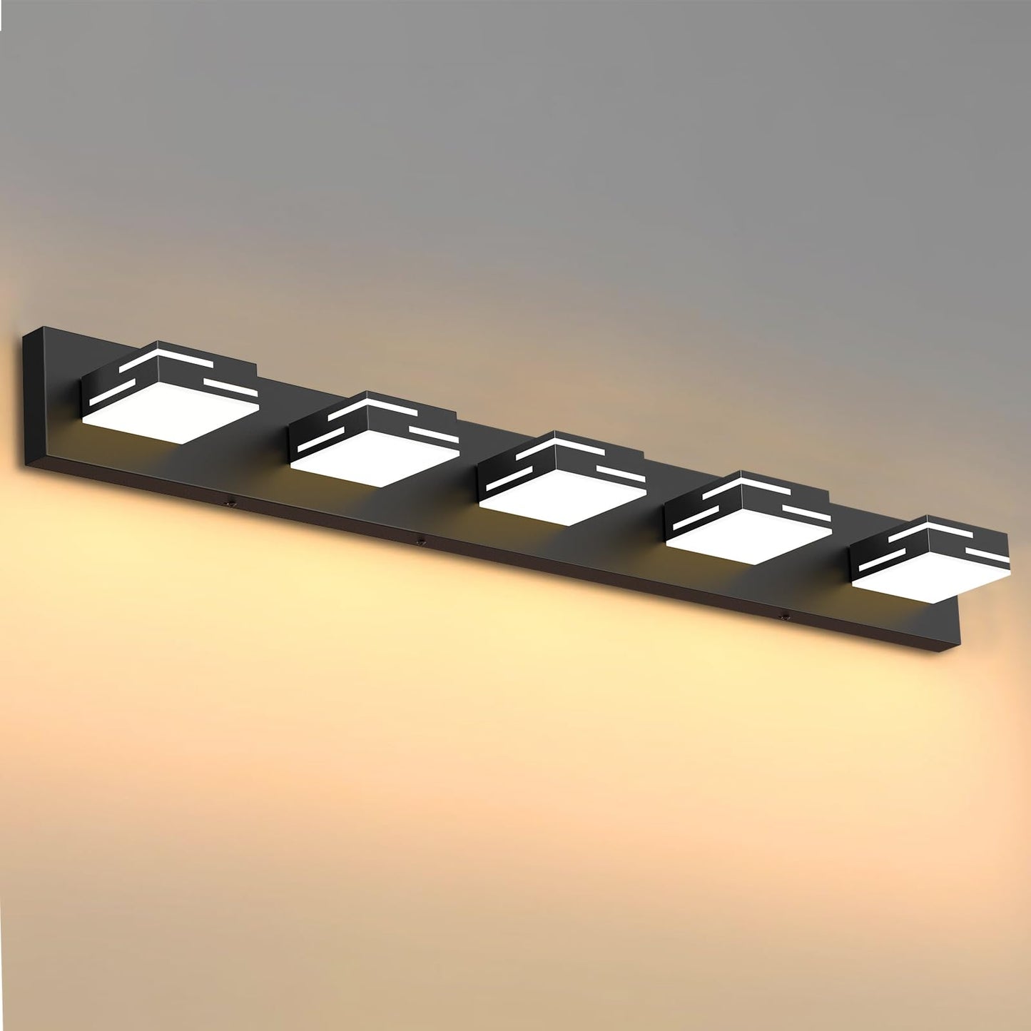 Izorro Modern Led Bathroom Vanity Light Fixtures (41-Inch  4-Light 5Cct Dimmable)  Matte Black Vanity Lights For Bathroom Lighting Fixtures Over Mirror With Rotatable