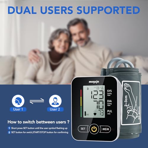Arm Blood Pressure Monitor,maguja Blood Pressure Machine,BP Monitor Automatic Upper Arm Digital with Blood Pressure Cuff f...