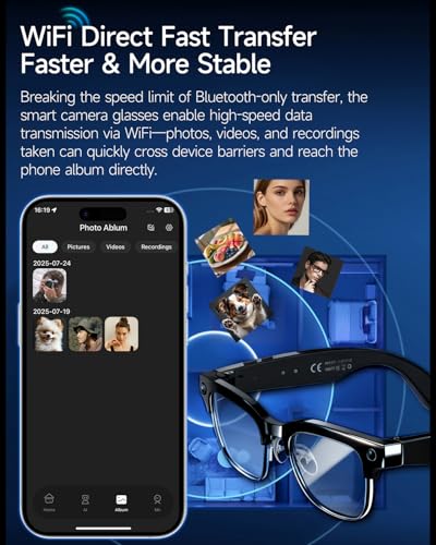 MNVOEQ Smart Glasses with Camera 4K, Video Recording.Bluetooth for Men & Women -Hands-Free Recording Glasses with Audio, A...