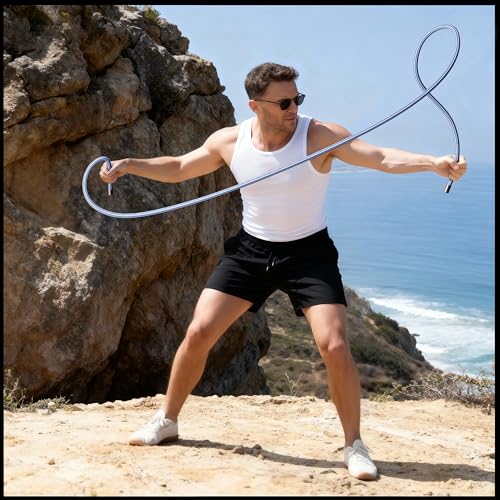 Flow Rope Exercise Jump Rope – 1.5lb Weighted Flow Jump Rope for Cardio, Boxing, HIIT & Upper Body Fitness – Adjustable Do...