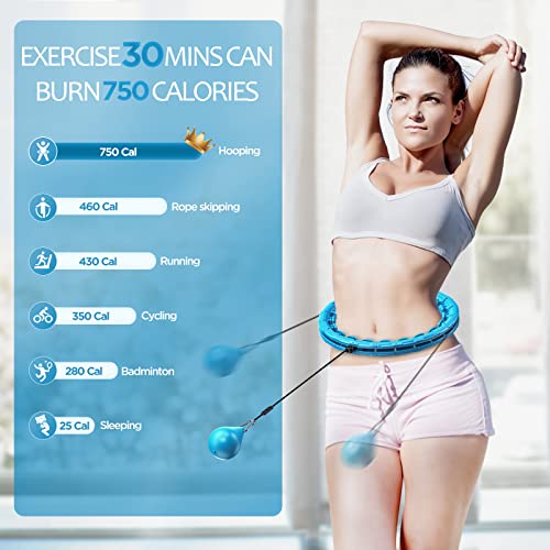 APzek Weighted Exercise Hoop Plus Size, 32 Detachable Knots for Adults & Beginners, 2 in 1 Abdomen Fitness Massage Non Fal...