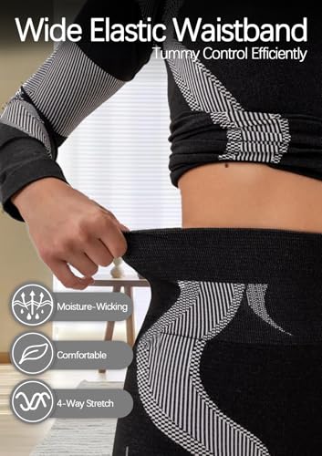 Inno Functional Wear Seamless Thermal Underwear for Women Pj Set Workout Ski Warm Base Layer Cold Weather Yoga Top Bottom