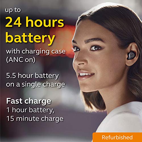 Jabra Elite 75t Titanium Black Voice Assistant Enabled True Wireless Earbuds with Charging Case (Renewed)